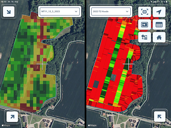 Print screen fra FieldView med variable tildeling af T2